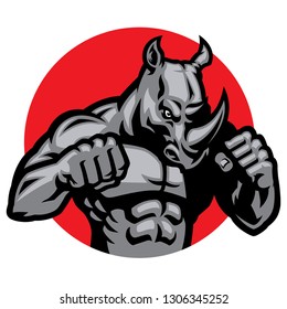 muscular rhino fighting pose