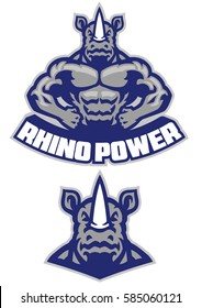 muscular rhino mascot show his athletic body