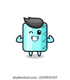 the muscular ruler character is posing showing his muscles , cute style design for t shirt, sticker, logo element
