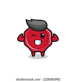 the muscular sealing wax character is posing showing his muscles , cute style design for t shirt, sticker, logo element