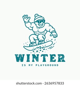 Muscular snowboarder winter t shirt design