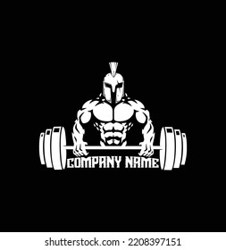 muscular spartan with barbell, logo, mascot, character - Weightlifting Logo. gym and fitness logo