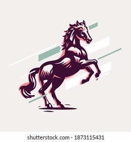 Muscular steed horse. Stylized vector illustration.