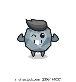 the muscular stone character is posing showing his muscles , cute style design for t shirt, sticker, logo element