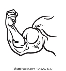 Muscular Strong Arm, Powerful Hand, Bicep. Gym, Bodybuilding, Sport Vector Doodle Icon Logo  Illustration Icon