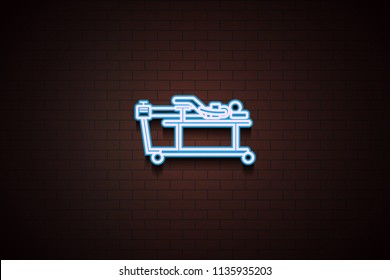 muscular system regulation icon in Neon  on dark brick wall background