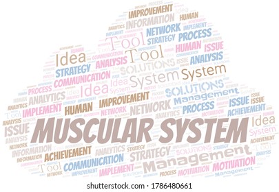 Muscular System typography vector word cloud.