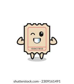 the muscular ticket character is posing showing his muscles , cute style design for t shirt, sticker, logo element