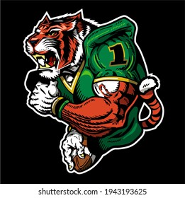 muscular tiger mascot football player for school, college or league