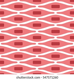 Muscular tissue seamless pattern. Stock vector illustration of muscle cells in rows. Medicine and biology collection