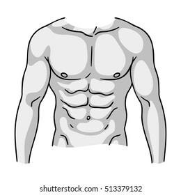 Muscular torso icon in monochrome style isolated on white background. Sport and fitness symbol stock vector illustration.