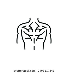 Muscular torso icon. Simple vector illustration ideal for fitness apps, gym advertisements, and health-related guides, representing a strong and fit male physique