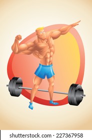 Muscular white guy posing in the gym
