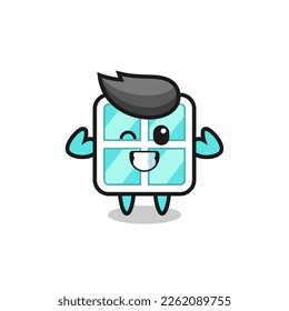 the muscular window character is posing showing his muscles , cute style design for t shirt, sticker, logo element
