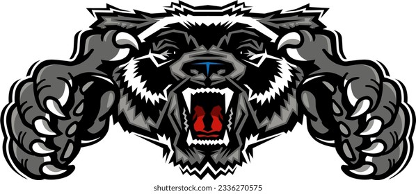 muscular wolverine mascot holding basketball for school, college or league sports