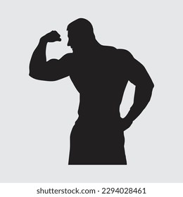 Muscular Young Man Posing In Studio - Isolated On White Background silhouette