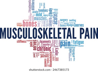 Musculoskeletal Pain word cloud conceptual design isolated on white background.