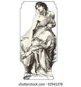 The muse of dance - vintage engraved illustration - "La mosaique " edited by A.Bourdilliat 1875 - Paris