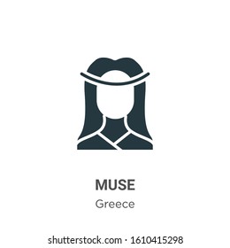 Muse glyph icon vector on white background. Flat vector muse icon symbol sign from modern greece collection for mobile concept and web apps design.