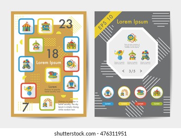 Musement icons set with long shadow,eps10
