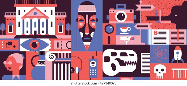 Museum abstract flat