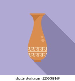 Museum amphora icon flat vector. Vase pot. Ceramic vessel