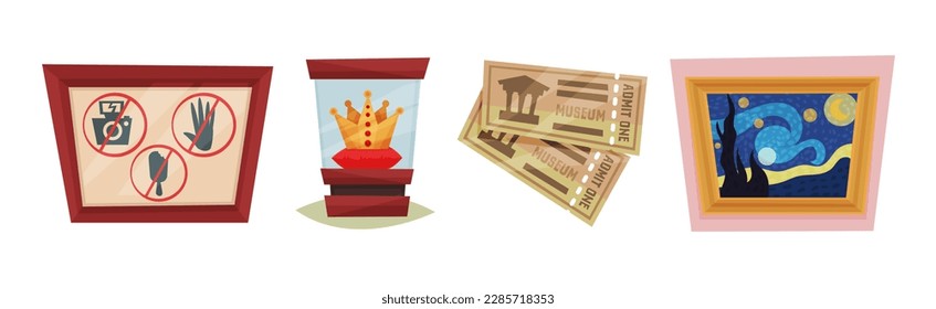 Museum Ancient Artifacts and Archaeological Exhibit Elements Vector Set
