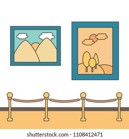 museum art gallery exhibition flat vector illustration