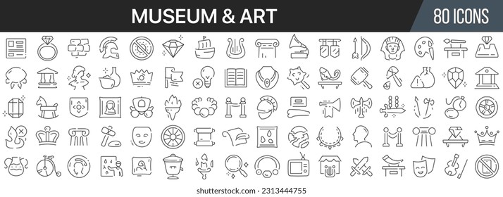 Museum and art line icons collection. Big UI icon set in a flat design. Thin outline icons pack. Vector illustration EPS10