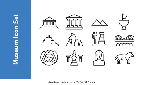 Museo de arte tipos de equipos de varios estilos, arte, histórico, exposiciones, esquema. colecciones de Vector. 