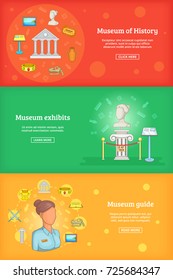 Museum banner set template. Cartoon illustration of banner vector set template for any web design