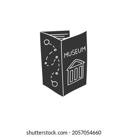 Museum Brochure Icon Silhouette Illustration. Information Vector Graphic Pictogram Symbol Clip Art. Doodle Sketch Black Sign.