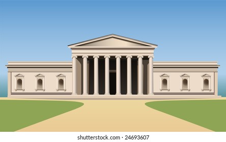 museum building with columns vector