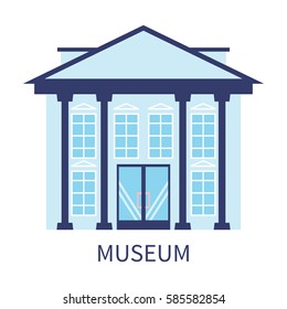 Museum building front veiw in flat style. Museum facade. Vector illustration.