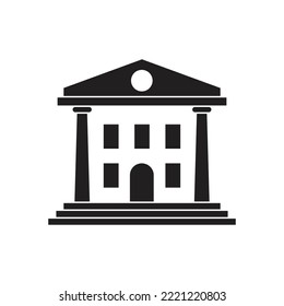 Diseño de iconos de construcción de museos. Construir con columnas icónicas. Edificio histórico. aislado de fondo blanco. ilustración vectorial