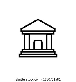 Museum building icon in linear, outline style isolated on white background