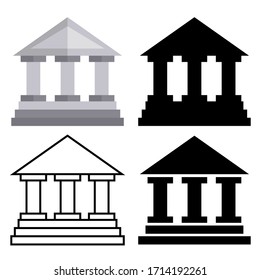 Museum building icon on white background. Institution collecting, studying, storing and exhibiting objects. EPS 10.