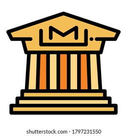 Museum building icon. Outline museum building vector icon for web design isolated on white background