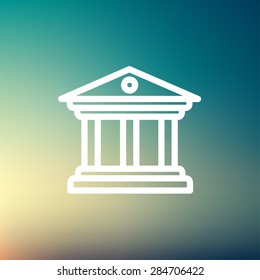 Museum building icon thin line for web and mobile, modern minimalistic flat design. Vector white icon on gradient mesh background.