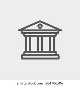 Museum building icon thin line for web and mobile, modern minimalistic flat design. Vector dark grey icon on light grey background.