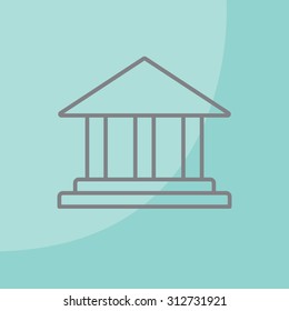 Museum building icon thin line for web and mobile, modern minimalistic flat design. Vector