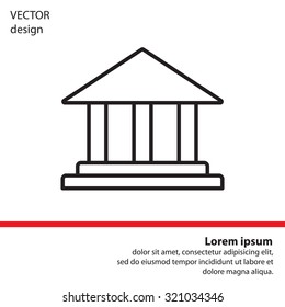 Museum building icon thin line for web and mobile, modern minimalistic flat design. Vector