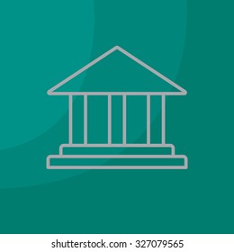 Museum building icon thin line for web and mobile, modern minimalistic flat design. Vector