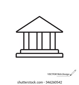 Museum building icon thin line for web and mobile, modern minimalistic flat design. Vector