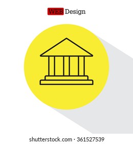 Museum building icon thin line for web and mobile, modern minimalistic flat design. Vector