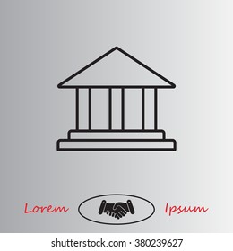 Museum building icon thin line for web and mobile, modern minimalistic flat design. Vector