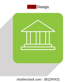 Museum building icon thin line for web and mobile, modern minimalistic flat design. Vector