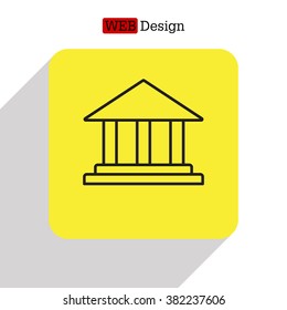 Museum building icon thin line for web and mobile, modern minimalistic flat design. Vector