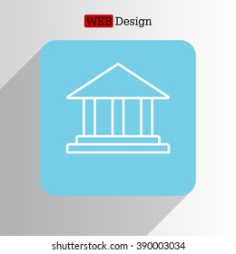Museum building icon thin line for web and mobile, modern minimalistic flat design. Vector