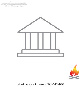 Museum building icon thin line for web and mobile, modern minimalistic flat design. Vector